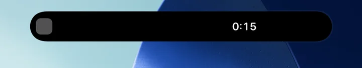 The Dynamic Island at the top of an iPhone, showing the character's portrait on one side and the call time on the other.